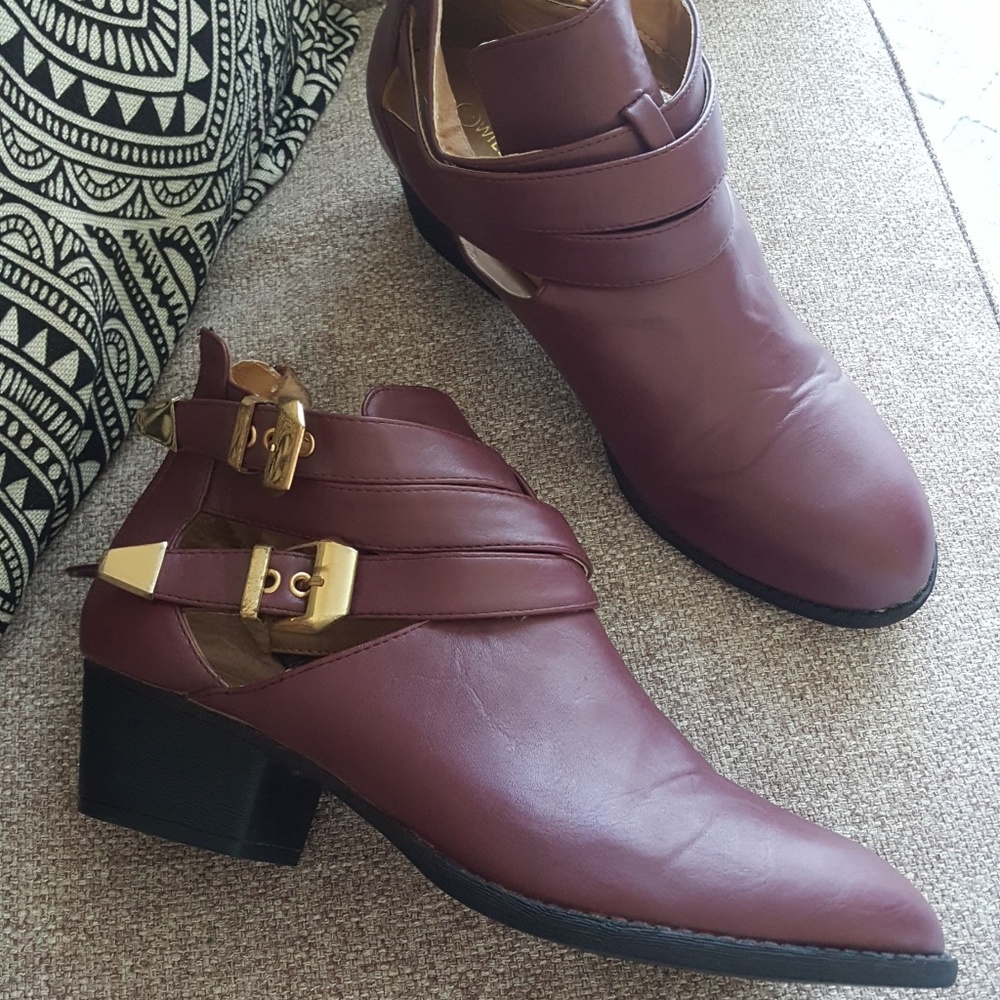 Burgundy ankle boots